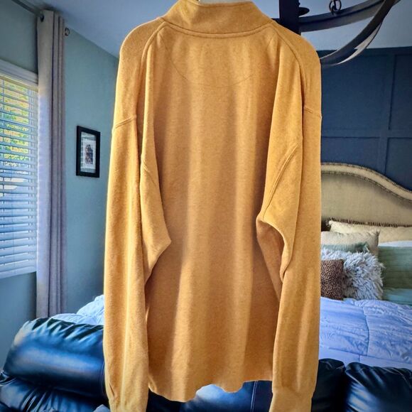 Orvis Men's XL Pullover Sweater 1/4 Front Zip Mustard 100% Cotton VERY NICE! - Picture 2 of 11